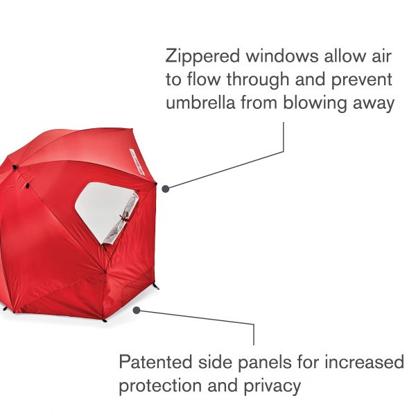 Wholesale 8FT UPF50+ Premium Umbrella Shelter – Dual Sun/Rain Protection with Side Panels & Auger Anchor for Beach/Events