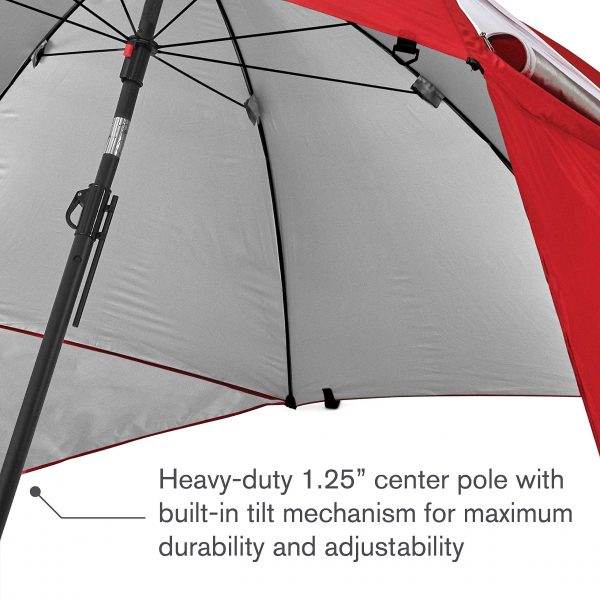Wholesale 8FT UPF50+ Premium Umbrella Shelter – Dual Sun/Rain Protection with Side Panels & Auger Anchor for Beach/Events
