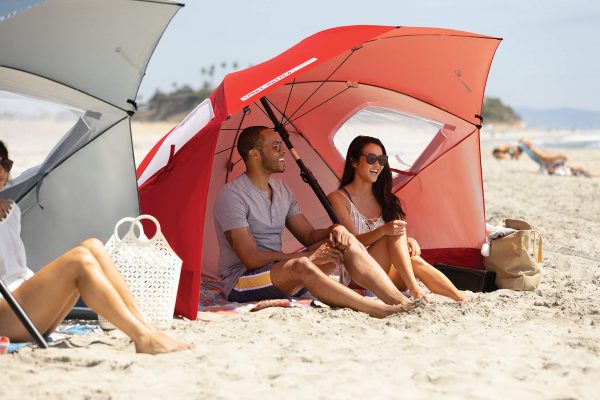 Wholesale 8FT UPF50+ Premium Umbrella Shelter – Dual Sun/Rain Protection with Side Panels & Auger Anchor for Beach/Events