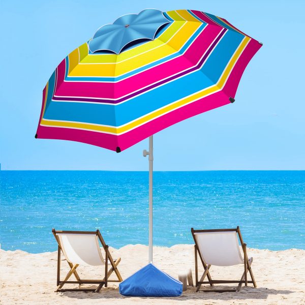 Wholesale 8FT Commercial Beach Umbrella – Wind Resistance Level 7, UPF50+ UV Protection, Sand Anchor & Tilt Design for Resort/Patio/Outdoor Rental Business