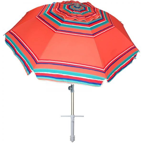 Bulk Supply 7ft Heavy Duty Windproof Beach Umbrella – Reinforced Sand Anchor, Ventilated Tilt Canopy, UV50+ for Hotel/Pool/Garden Wholesale