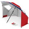 Wholesale 8FT UPF50+ Premium Umbrella Shelter – Dual Sun/Rain Protection with Side Panels & Auger Anchor for Beach/Events
