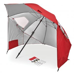 Wholesale 8FT UPF50+ Premium Umbrella Shelter – Dual Sun/Rain Protection with Side Panels & Auger Anchor for Beach/Events