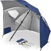 Wholesale 8FT UPF50+ Premium Umbrella Shelter – Dual Sun/Rain Protection with Side Panels & Auger Anchor for Beach/Events