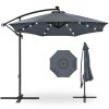 10' Commercial Solar LED Cantilever Umbrella | 24 Lights | for Resort