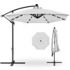 10' Commercial Solar LED Cantilever Umbrella | 24 Lights | for Resort