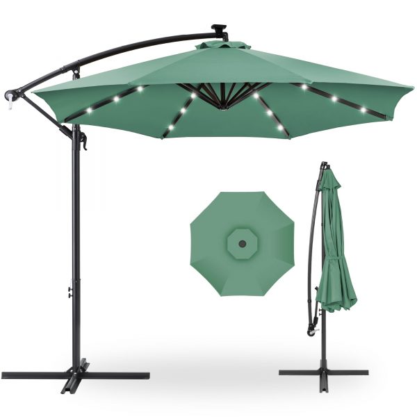 10' Commercial Solar LED Cantilever Umbrella | 24 Lights | for Resort