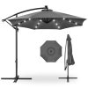 10' Commercial Solar LED Cantilever Umbrella | 24 Lights | for Resort