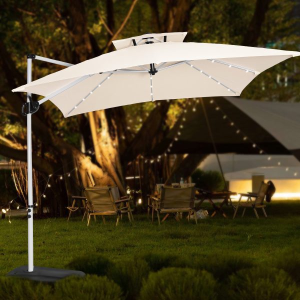 7.2'x7.2' Solar LED Side Umbrella | Economy Commercial Shade