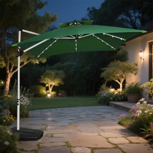 7.2'x7.2' Solar LED Side Umbrella | Economy Commercial Shade