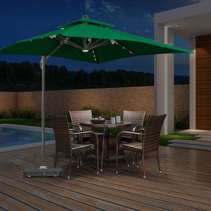 18'x18' Premium Square Solar Cantilever | 32 LED Lights OEM