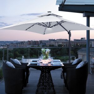 11.5'x13' Solar Patio Umbrella with 32 LEDs | Commercial Use