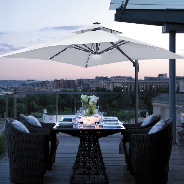 11.5'x13' Solar Patio Umbrella with 32 LEDs | Commercial Use