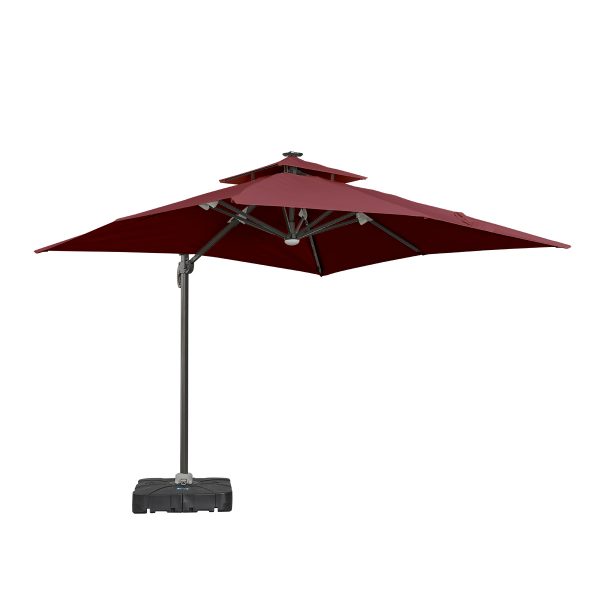 15'x16.5' Giant Solar Cantilever Umbrella | 32 LED Lights