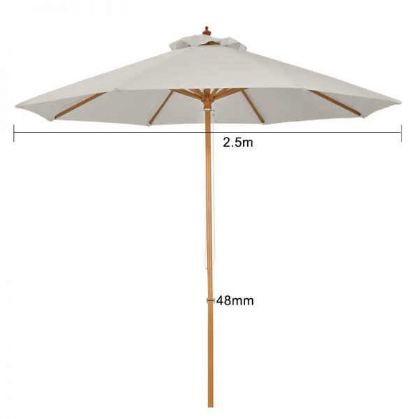 2.5m Round Single - Top Patio Umbrella, 8 Ribs, 48mm Wood - Imitation Iron Pole, 200g Polyester Fabric | Outdoor Shade Solution