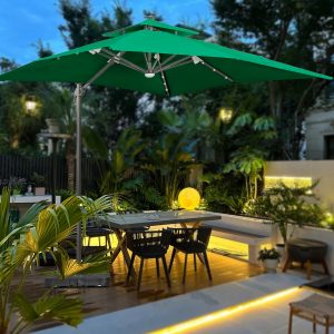 18'x20' Largest Solar LED Umbrella | Luxury Commercial Use