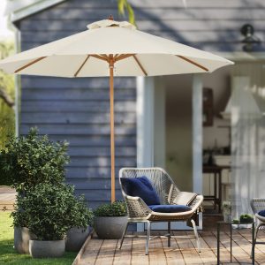 2.5m Round Single - Top Patio Umbrella, 8 Ribs, 48mm Wood - Imitation Iron Pole, 200g Polyester Fabric | Outdoor Shade Solution