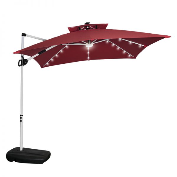 7.2'x7.2' Solar LED Side Umbrella | Economy Commercial Shade