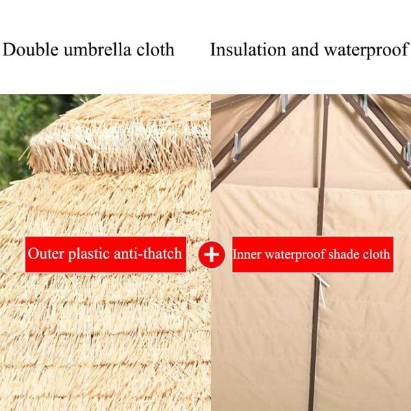 Wholesale Double Roof Straw Parasol Umbrella, Breathable Heat-Insulated Waterproof 250 CM Thatched Parasol, Garden Pool Patio Raffia Straw Umbrella