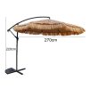 Custom Made 2.7M Cantilever Garden Parasol, Straw Parasol Umbrella, Outdoor Patio Parasol with Crank Handle and Base, Suitable for Villas, Courtyards, Cafes, Gardens