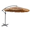 Custom Made 2.7M Cantilever Garden Parasol, Straw Parasol Umbrella, Outdoor Patio Parasol with Crank Handle and Base, Suitable for Villas, Courtyards, Cafes, Gardens