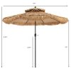 Wholesale 9 ft Thatched Patio Umbrella, 2 Tier Hawaiian Style PE Grass Beach Umbrella with 8 Ribs, Tilt Adjustment, Manual Crank, Tiki Umbrella for Backyard, Poolside, Deck