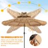 Wholesale 9 ft Thatched Patio Umbrella, 2 Tier Hawaiian Style PE Grass Beach Umbrella with 8 Ribs, Tilt Adjustment, Manual Crank, Tiki Umbrella for Backyard, Poolside, Deck