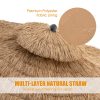 Wholesale 9 ft Thatched Patio Umbrella, 2 Tier Hawaiian Style PE Grass Beach Umbrella with 8 Ribs, Tilt Adjustment, Manual Crank, Tiki Umbrella for Backyard, Poolside, Deck