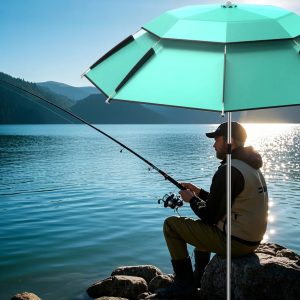 New Big UV protection Double Layer Outdoor Windproof Fishing Umbrella Patio Beach Umbrella Foldable Crank Lift for Courtyard