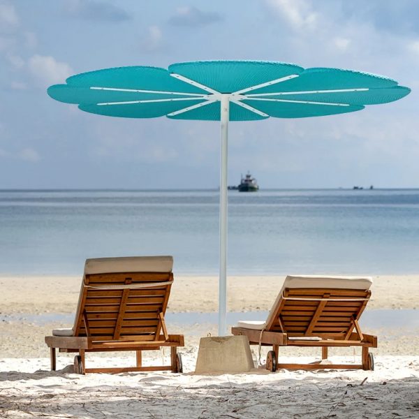 Customize Design Beach Sun Umbrella Petal Shaped Parasol Rattan Garden Umbrella Outdoor Furniture Parasols Villa