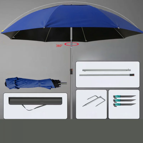New Big UV protection Double Layer Outdoor Windproof Fishing Umbrella Patio Beach Umbrella Foldable Crank Lift for Courtyard