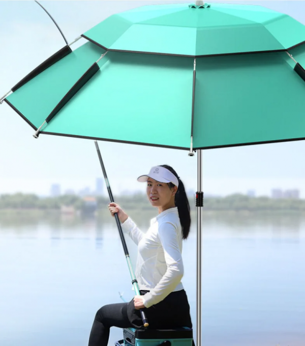 New Big UV protection Double Layer Outdoor Windproof Fishing Umbrella Patio Beach Umbrella Foldable Crank Lift for Courtyard