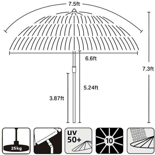 7.5FT Commercial Thatched Tiki Umbrella – Authentic Tropical Shading for Hospitality Venues